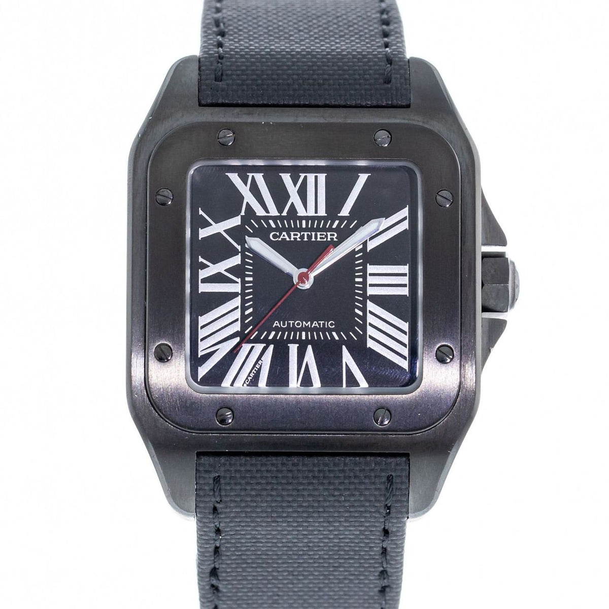 Cartier Men&#39;s WSSA0006 Santos 100 Automatic Black Fabric Watch