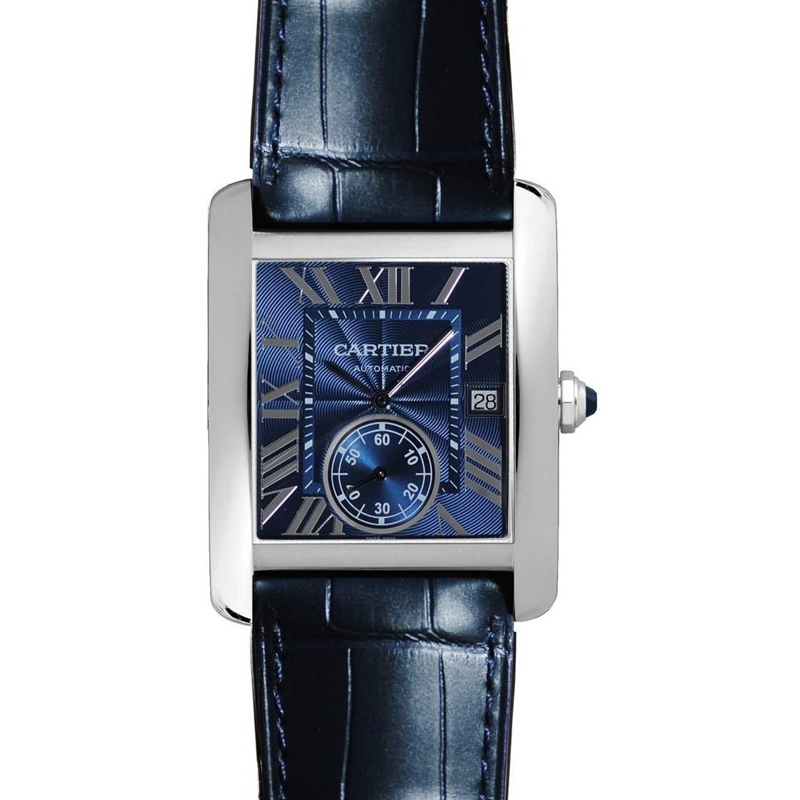 Cartier Men's WSTA0010 Tank Blue Leather Watch