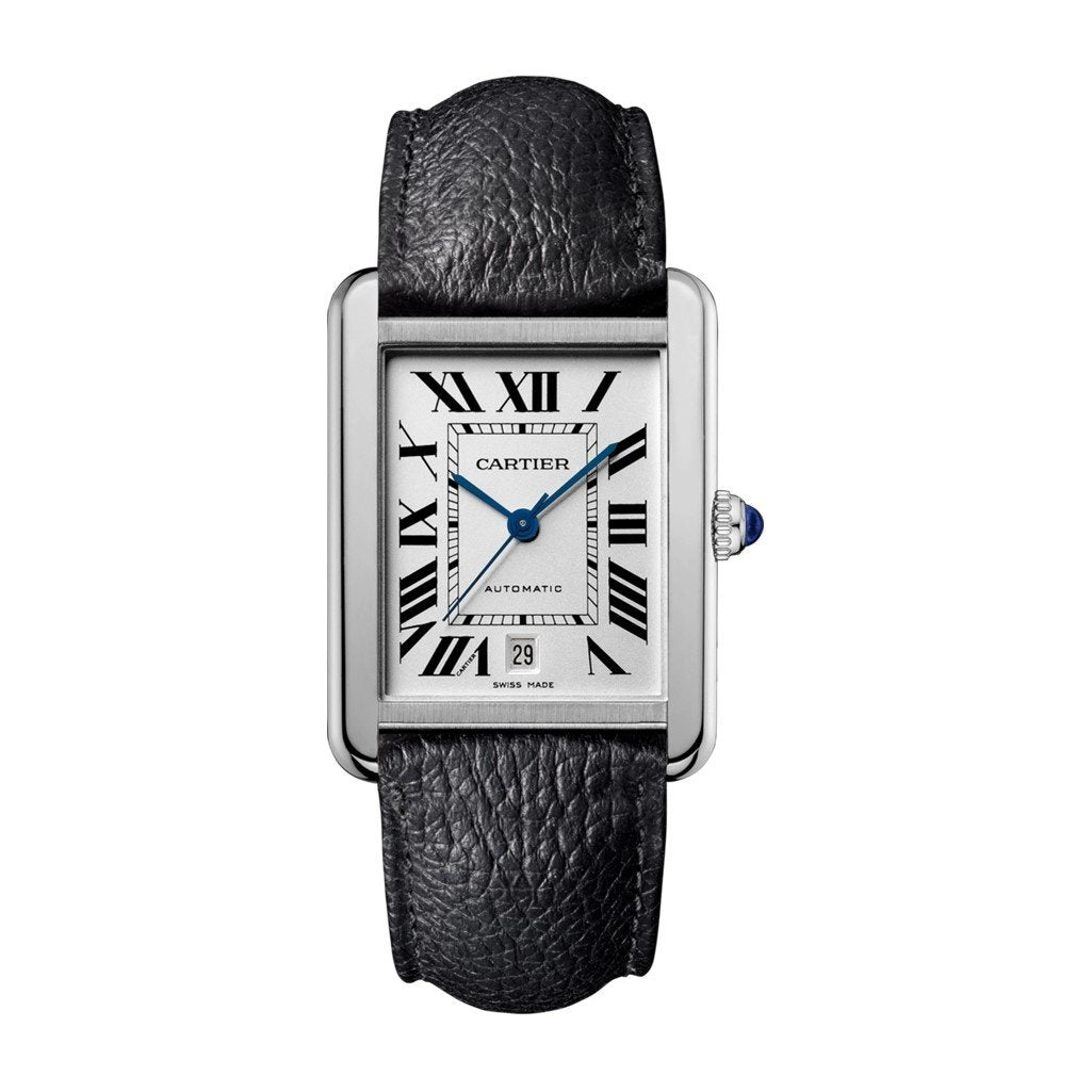 Cartier Men&#39;s WSTA0029 Tank Black Leather Watch