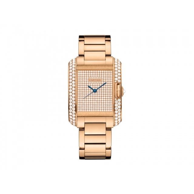 Cartier Unisex WT100012 Tank Diamond Rose Gold-Tone Stainless Steel with Sets of Diamonds Watch