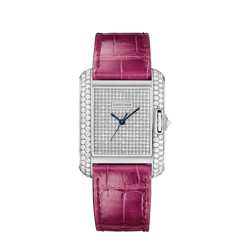 Cartier Unisex WT100020 Tank Anglaise Pink Leather Watch