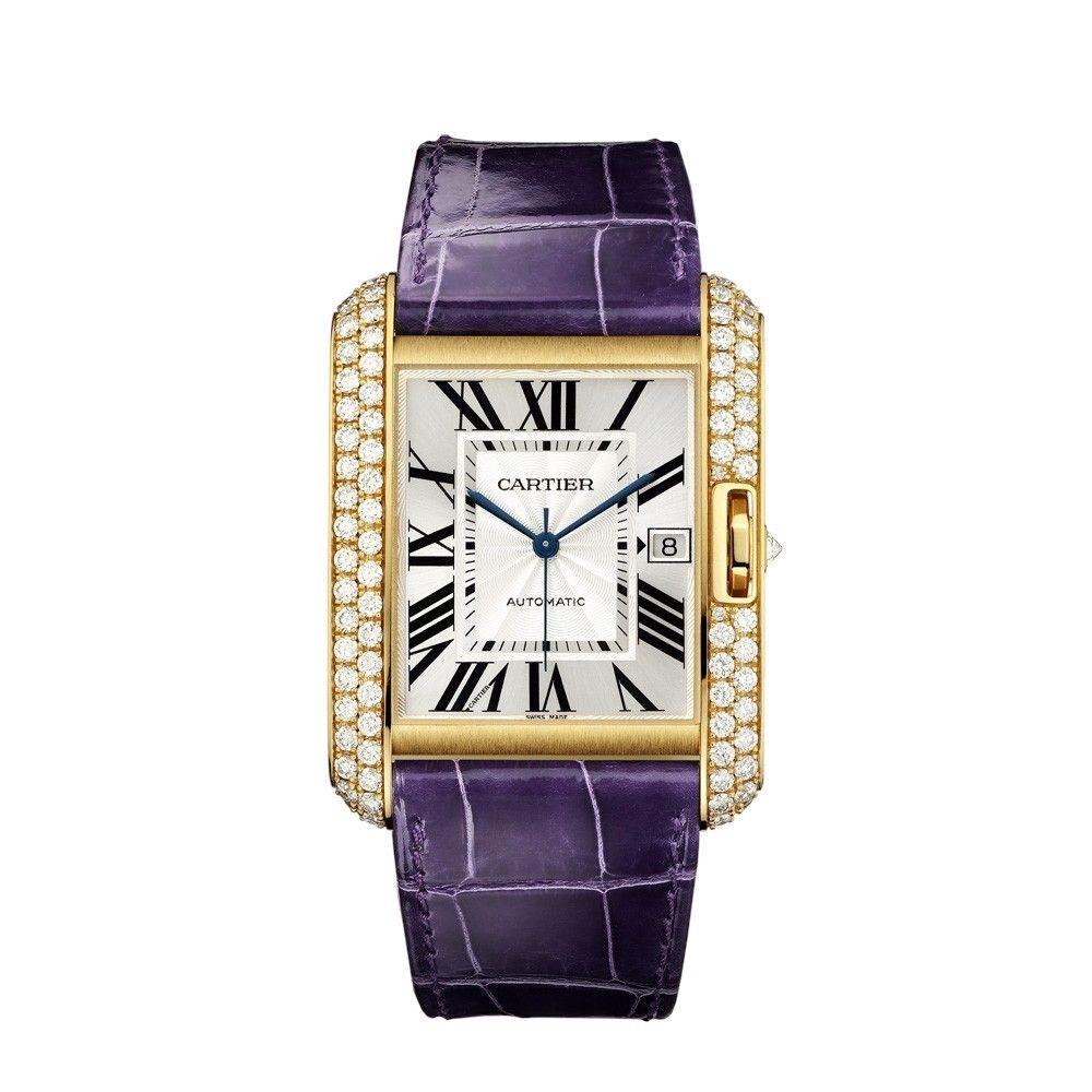 Cartier Women's WT100022 Tank Anglaise Purple Leather Watch
