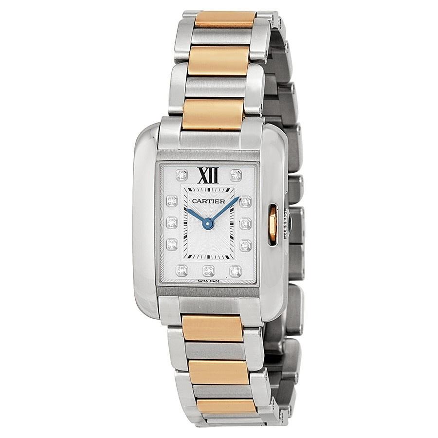 Cartier Women&#39;s WT100025 Tank Anglaise 18kt Pink Gold Diamond Two-Tone Stainless Steel Watch