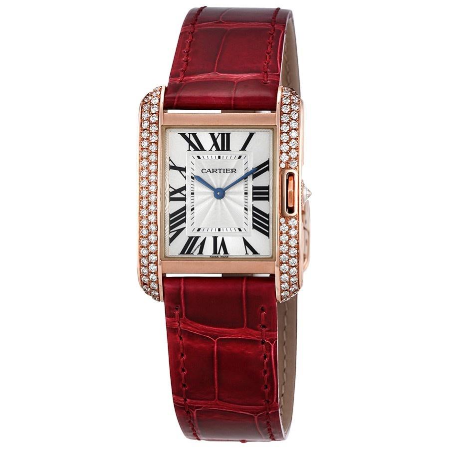 Red sales leather watch