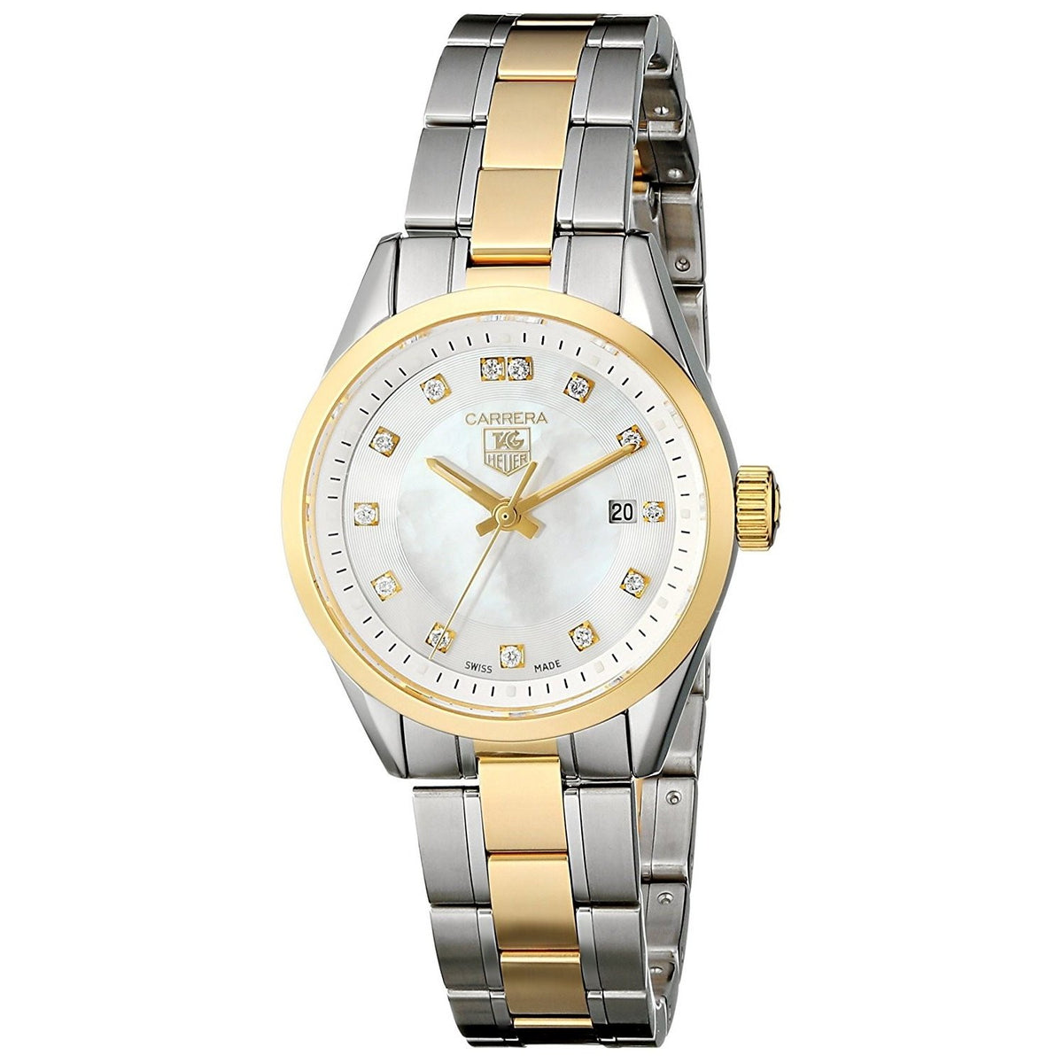 Tag Heuer Women&#39;s WV1450.BD0797 Carrera 18kt yellow gold Diamond Two-Tone Stainless Steel Watch
