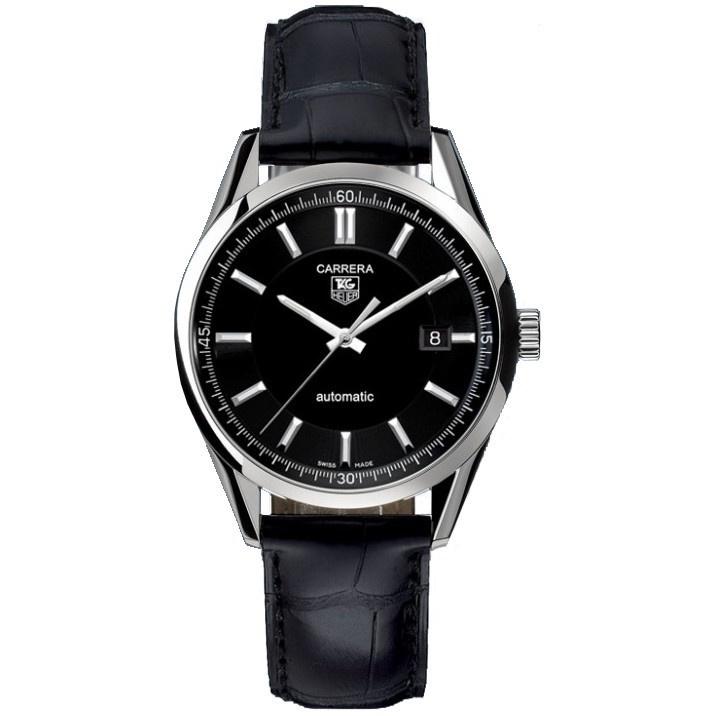 Tag Heuer Men&#39;s WV211B.FC6180 Carrera Black Leather Watch