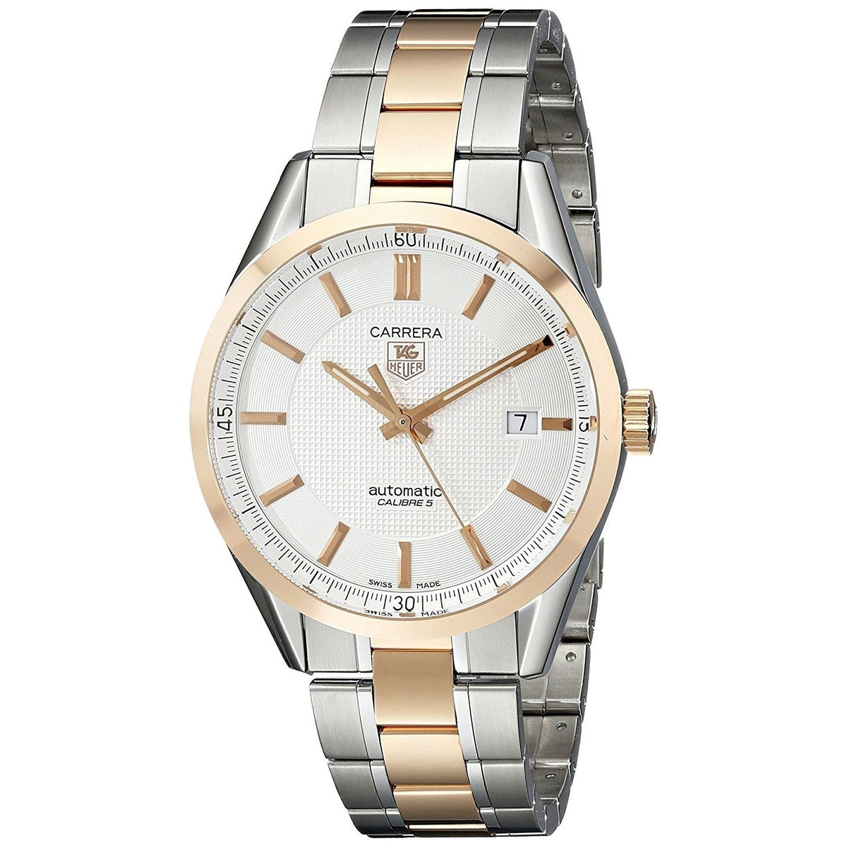 Tag Heuer Men&#39;s WV215E.BD0735 Carrera Automatic 18kt Rose Gold Two-Tone Stainless Steel Watch