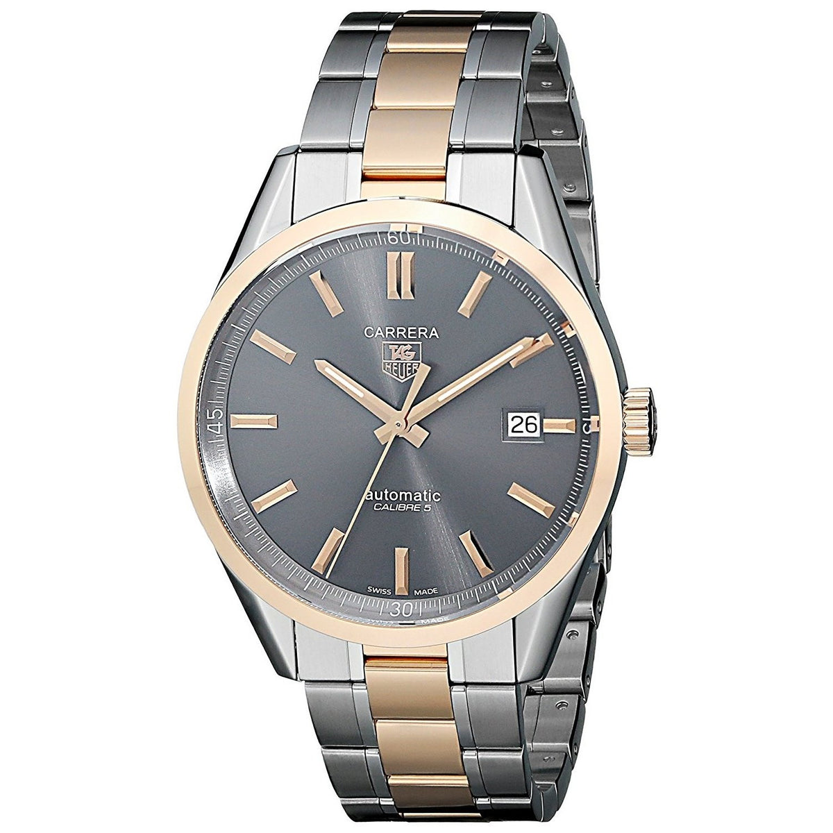 Tag Heuer Men&#39;s WV215F.BD0735 Carrera Automatic 18kt Rose Gold Two-Tone Stainless Steel Watch