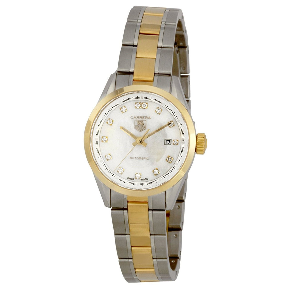 Tag Heuer Women&#39;s WV2450.BD0797 Carrera 18kt yellow gold Diamond Automatic Two-Tone Stainless Steel Watch