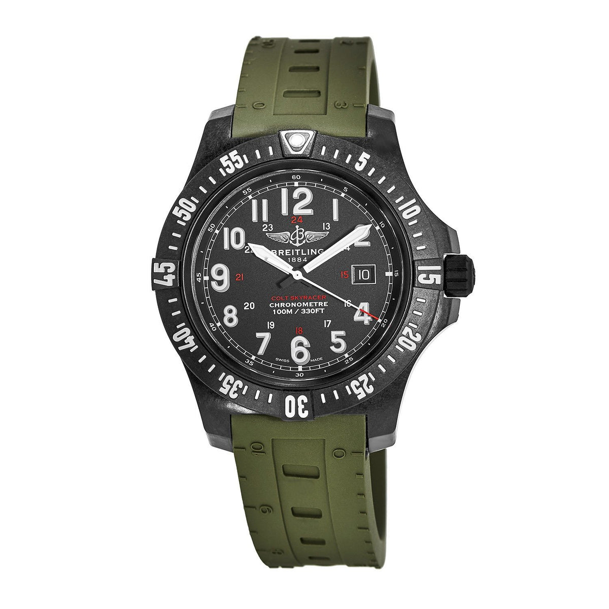 Breitling Men&#39;s X74320E4-BF87-298S Colt SkyRacer Green Rubber Watch