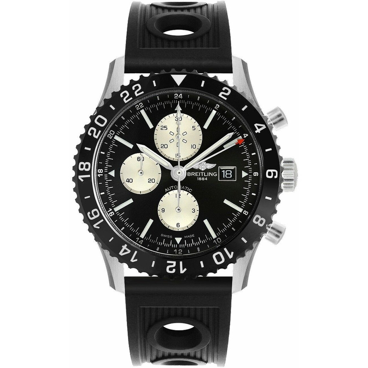 Breitling Men's Y2431012-BE10-201S Chronoliner Chronograph Black Rubber Watch