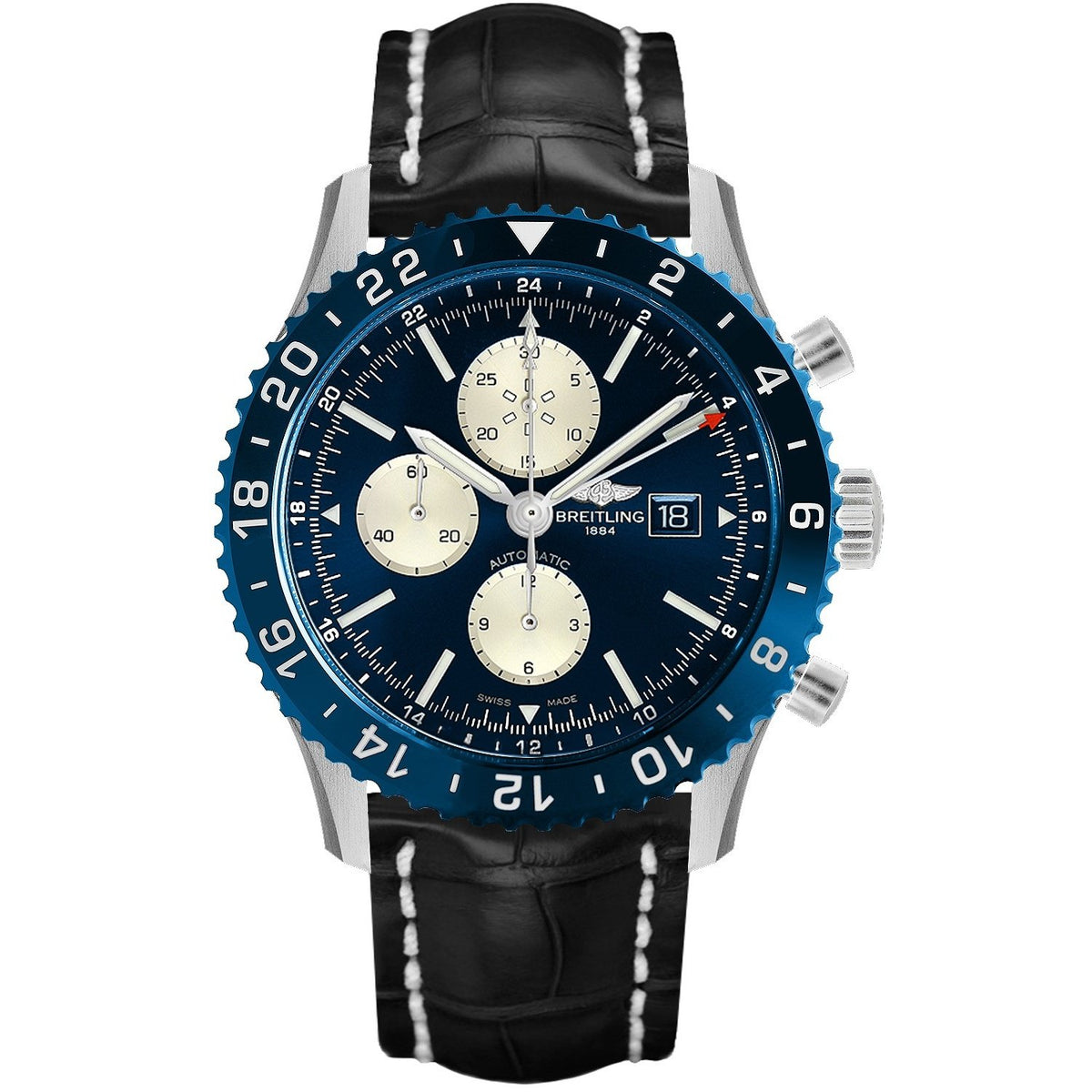 Breitling Men's Y2431016-C970-761P Chronoliner Chronograph Black Leather Watch