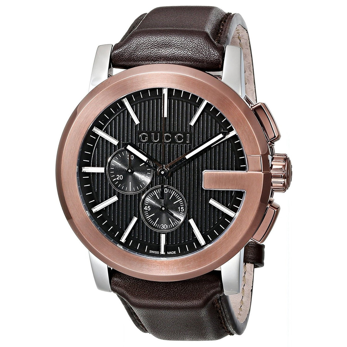 Gucci Men&#39;s YA101202 G-Chrono Chronograph Brown Leather Watch