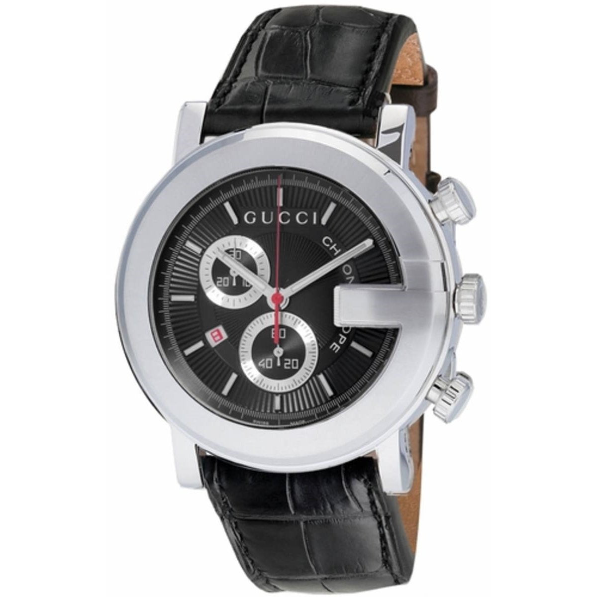 Gucci Men's YA101335 G-Chrono Chronograph Black Leather Watch