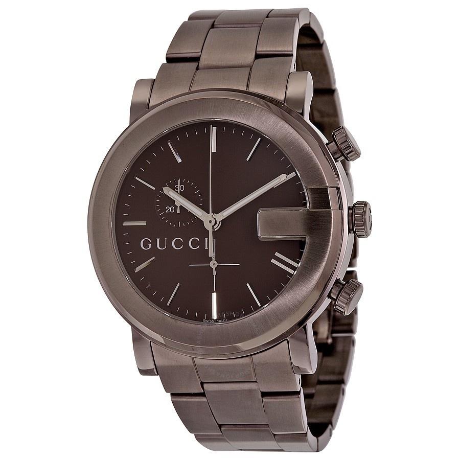 Gucci Men&#39;s YA101341 G-Chrono Chronograph Brown Stainless Steel Watch