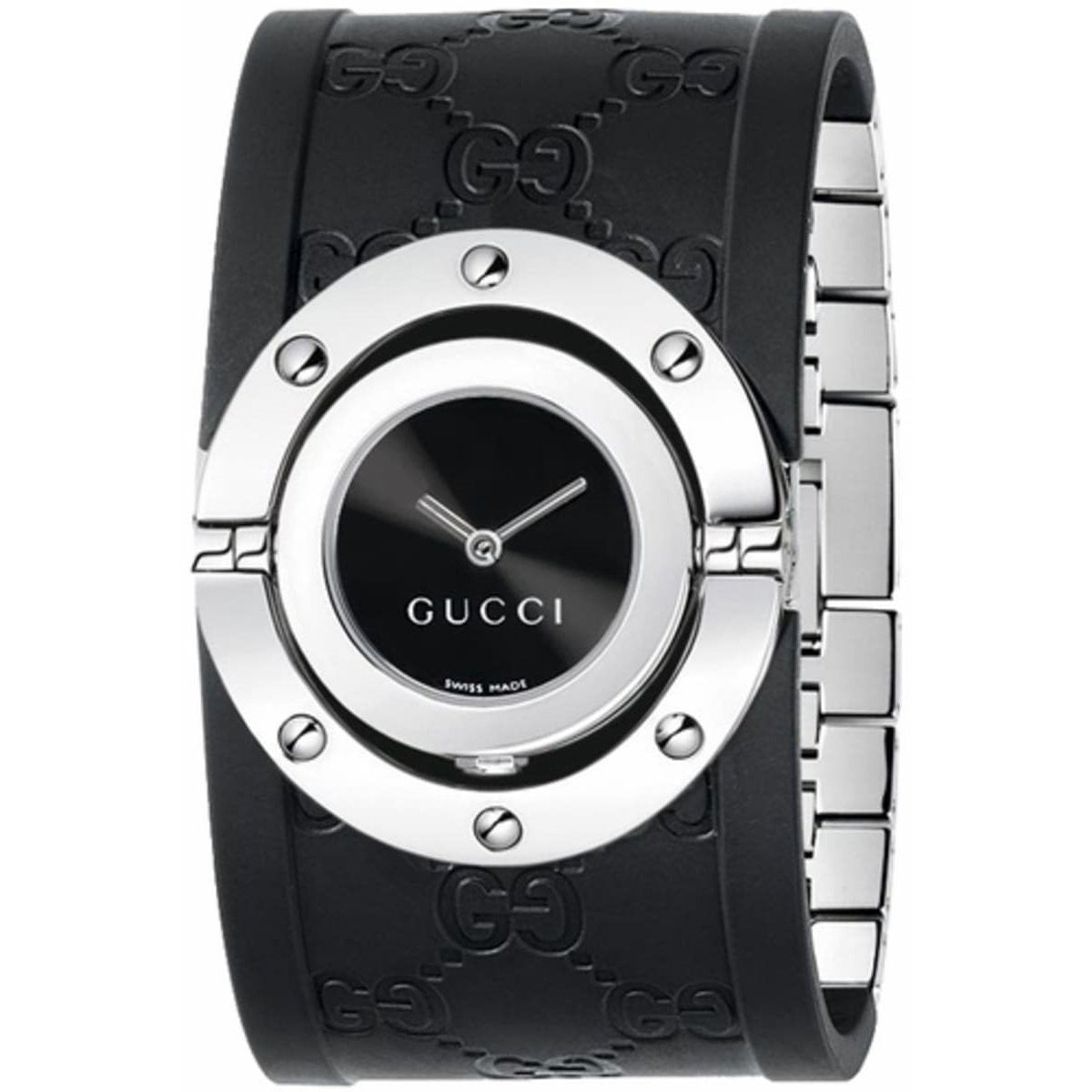 Gucci Women&#39;s YA112420 112 The Twirl Black Rubber Watch