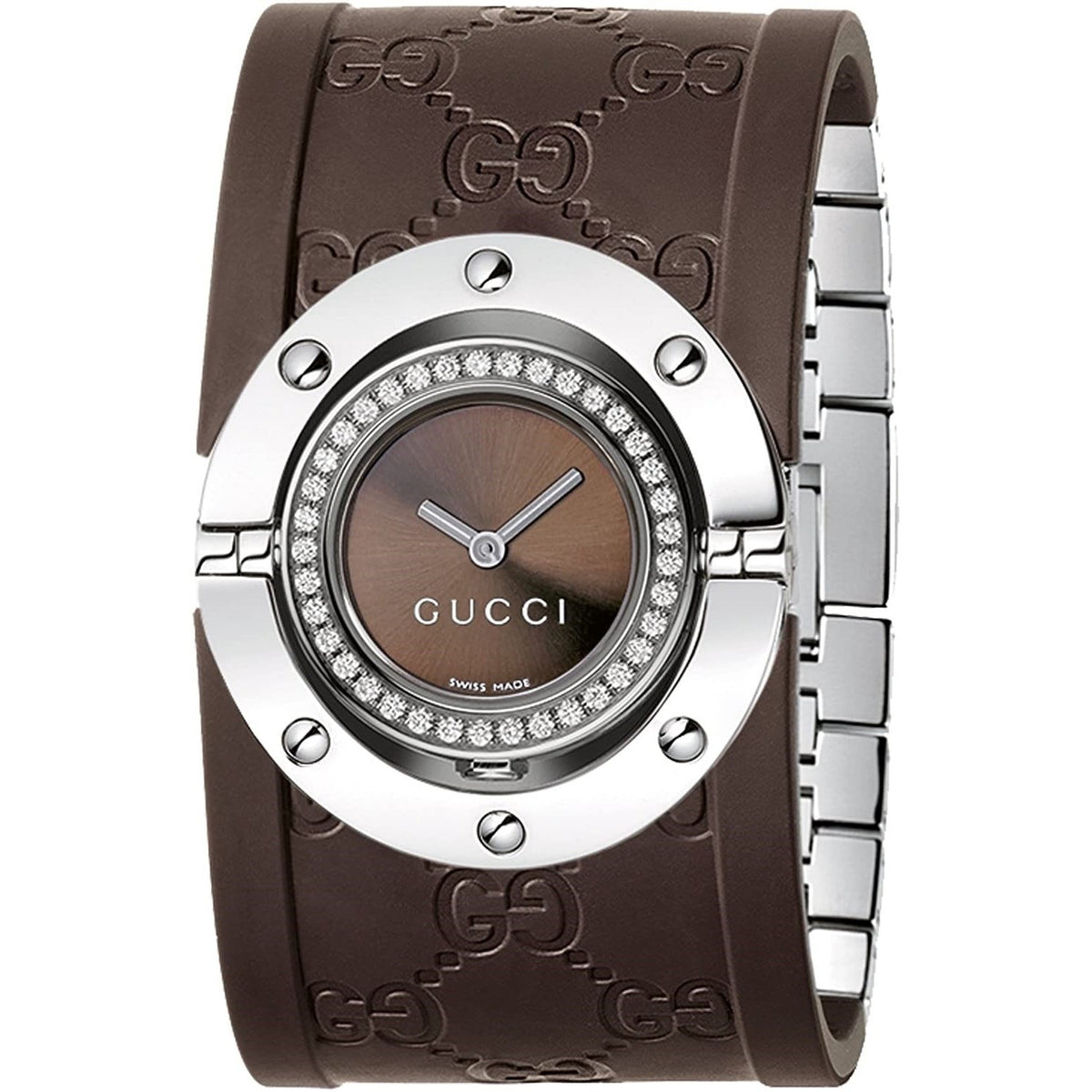 Gucci Women's YA112428 112 The Twirl Brown Rubber Watch