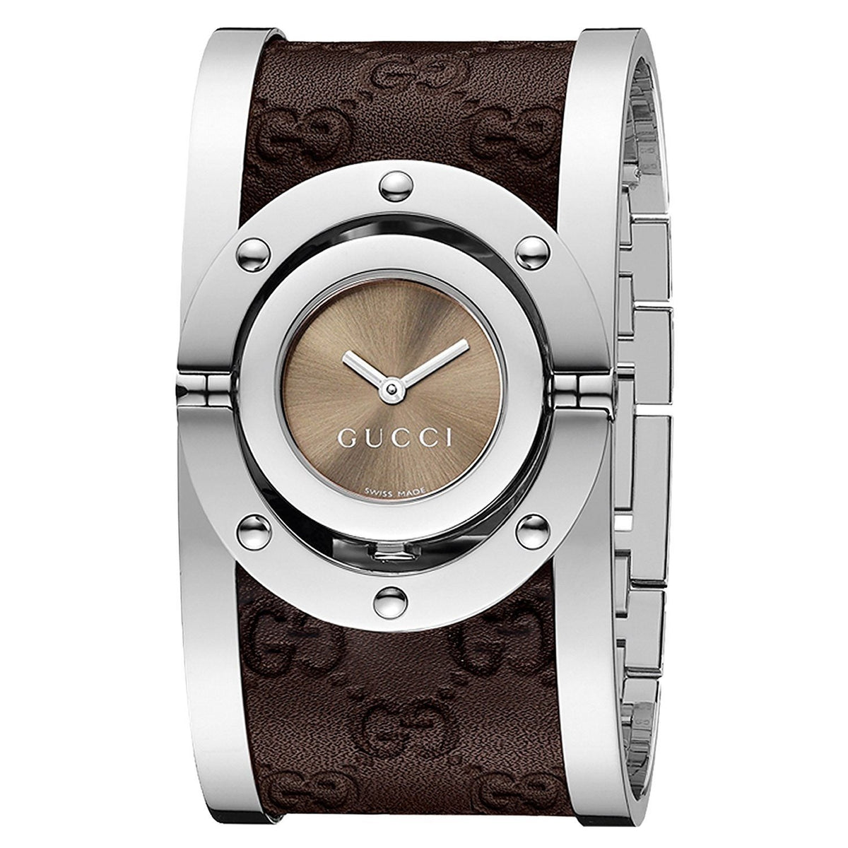 Gucci Women&#39;s YA112433 Twirl Brown Leather Watch