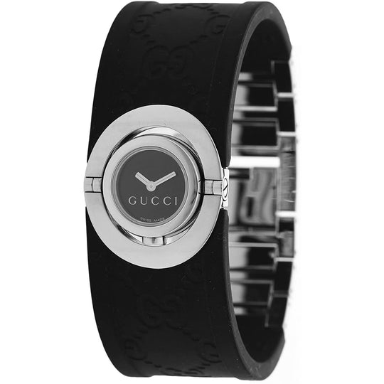 Gucci Women's YA112518 112 The Twirl Black Rubber and Stainless Steel Watch