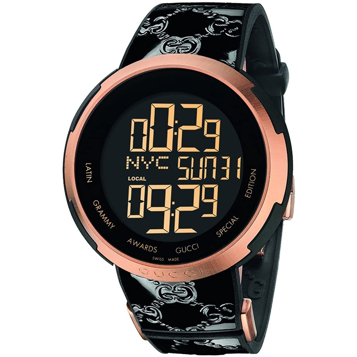 Gucci Men's YA114102 Latin Grammy Black Leather Watch