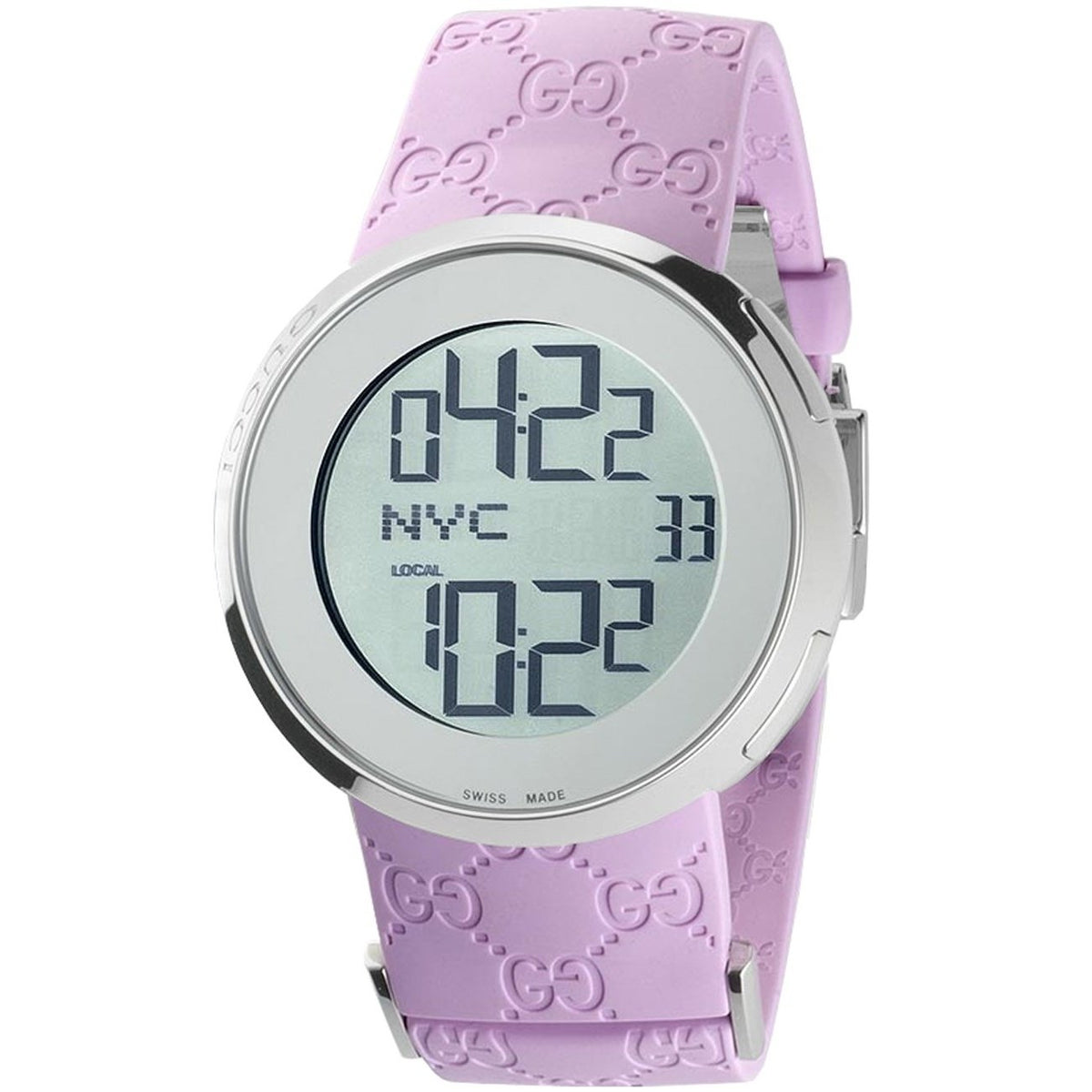 Gucci Women&#39;s YA114404 Digital Digital Pink Rubber Watch