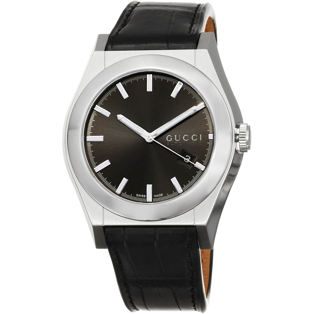 Gucci Men's YA115203 115 Pantheon Black Leather Watch