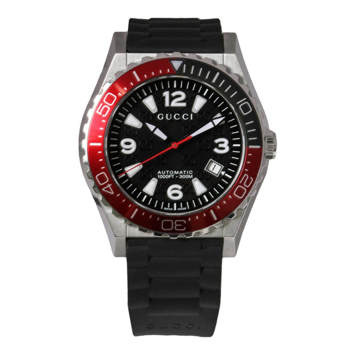 Gucci Men&#39;s YA115227 115 Pantheon Black Rubber Watch