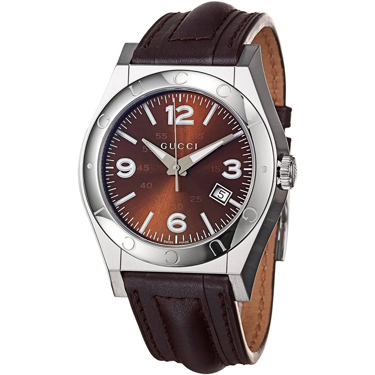Gucci Men's YA115231 115 Pantheon Brown Leather Watch
