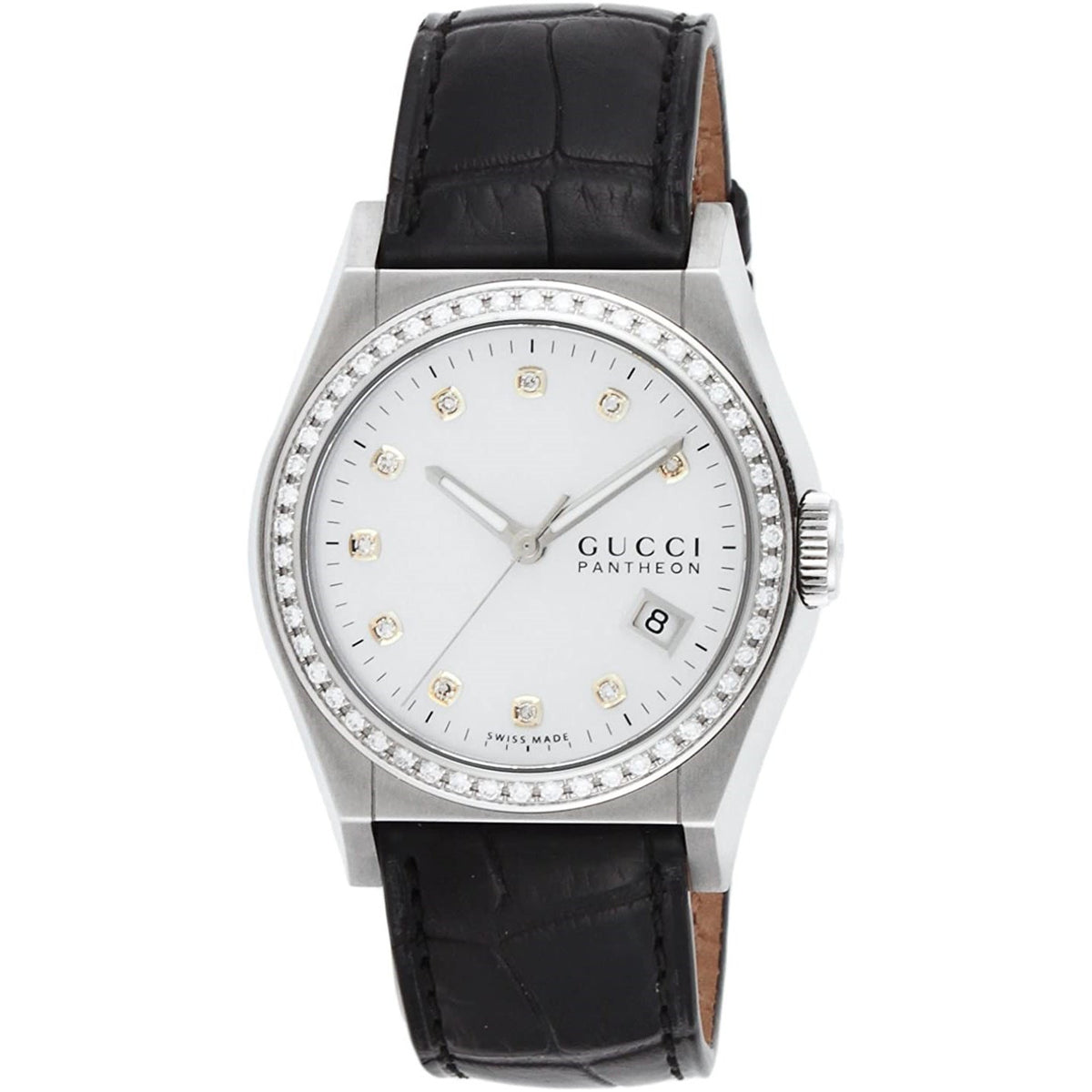 Gucci Women's YA115405 115 Pantheon Black Leather Watch