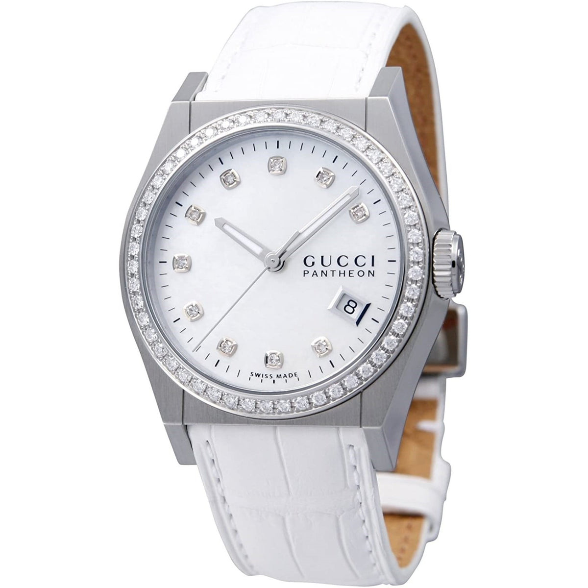 Gucci Women's YA115410 115 Pantheon White Leather Watch
