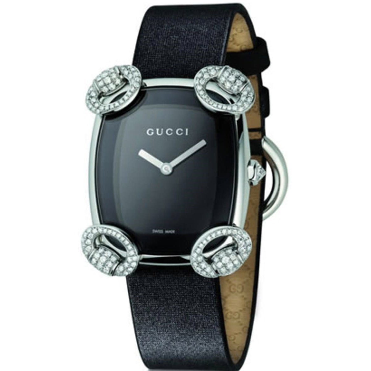 Gucci Women&#39;s YA117507 Horsebit Cocktail Black Satin Watch