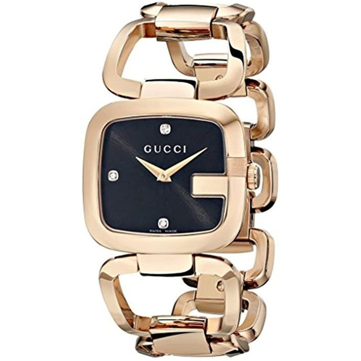 Gucci Women's YA125409 G-Gucci Diamond Rose-Tone Stainless Steel Watch