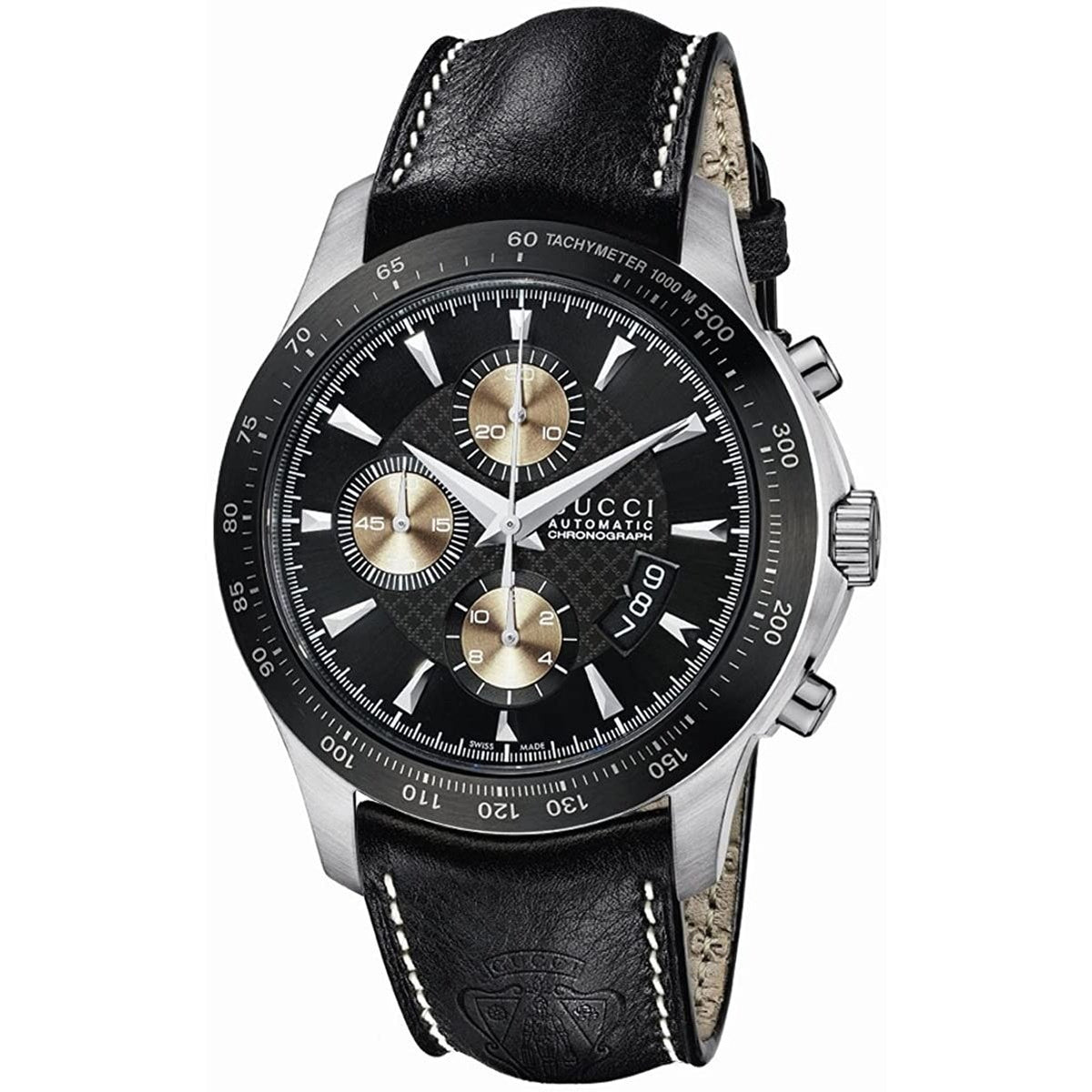 Gucci Men's YA126215 G-Timeless Chronograph Black Leather Watch