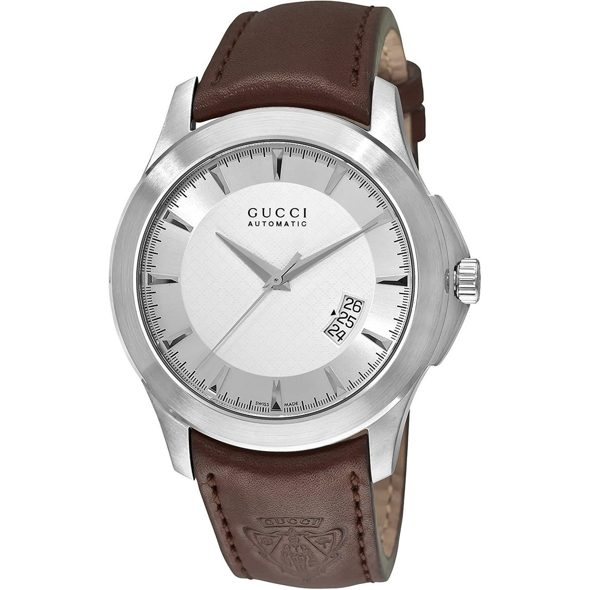 Gucci Men's YA126216 G-Timeless Brown Leather Watch