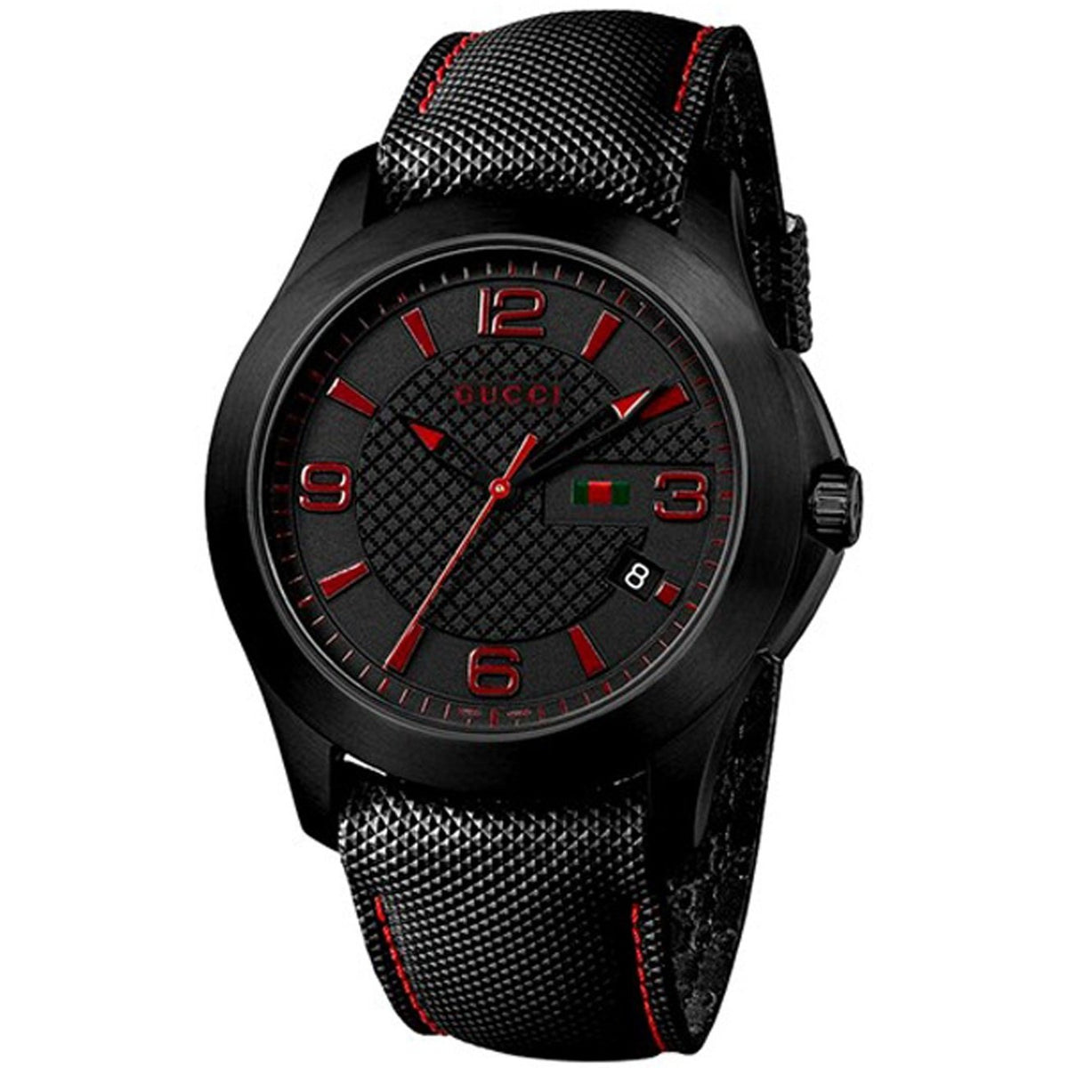 Gucci Men's YA126224 G-Timeless Black Leather Watch
