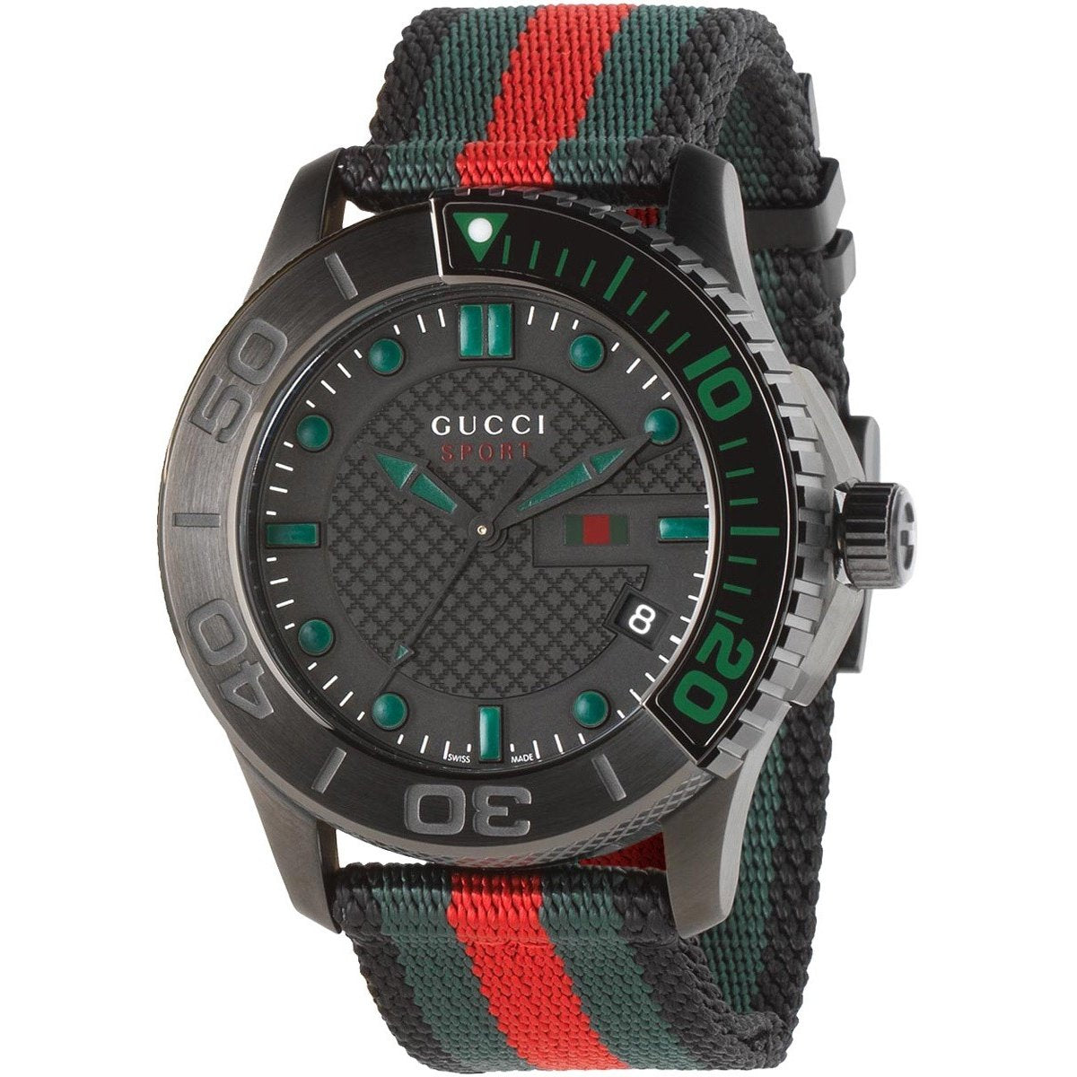 Gucci Men&#39;s YA126229 G-Timeless Red green and black Nylon Watch