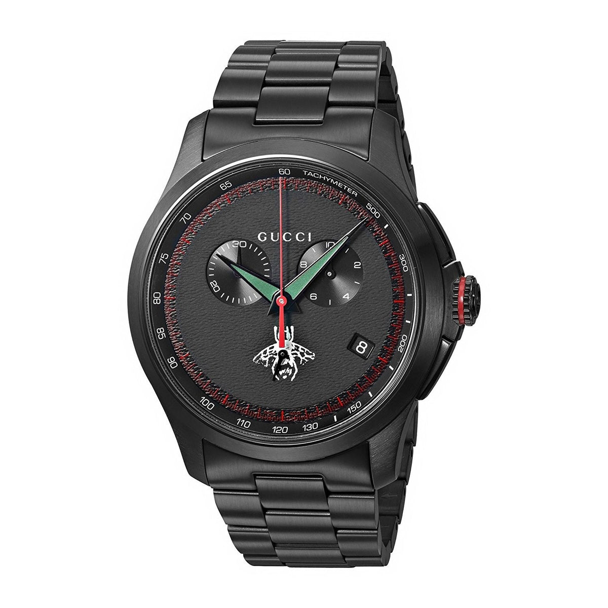 Gucci Men&#39;s YA126269 G-Timeless Extra Large Bee Chronograph Black Stainless Steel Watch