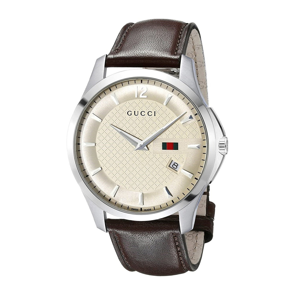 Gucci Men's YA126303 G-Timeless Brown Leather Watch