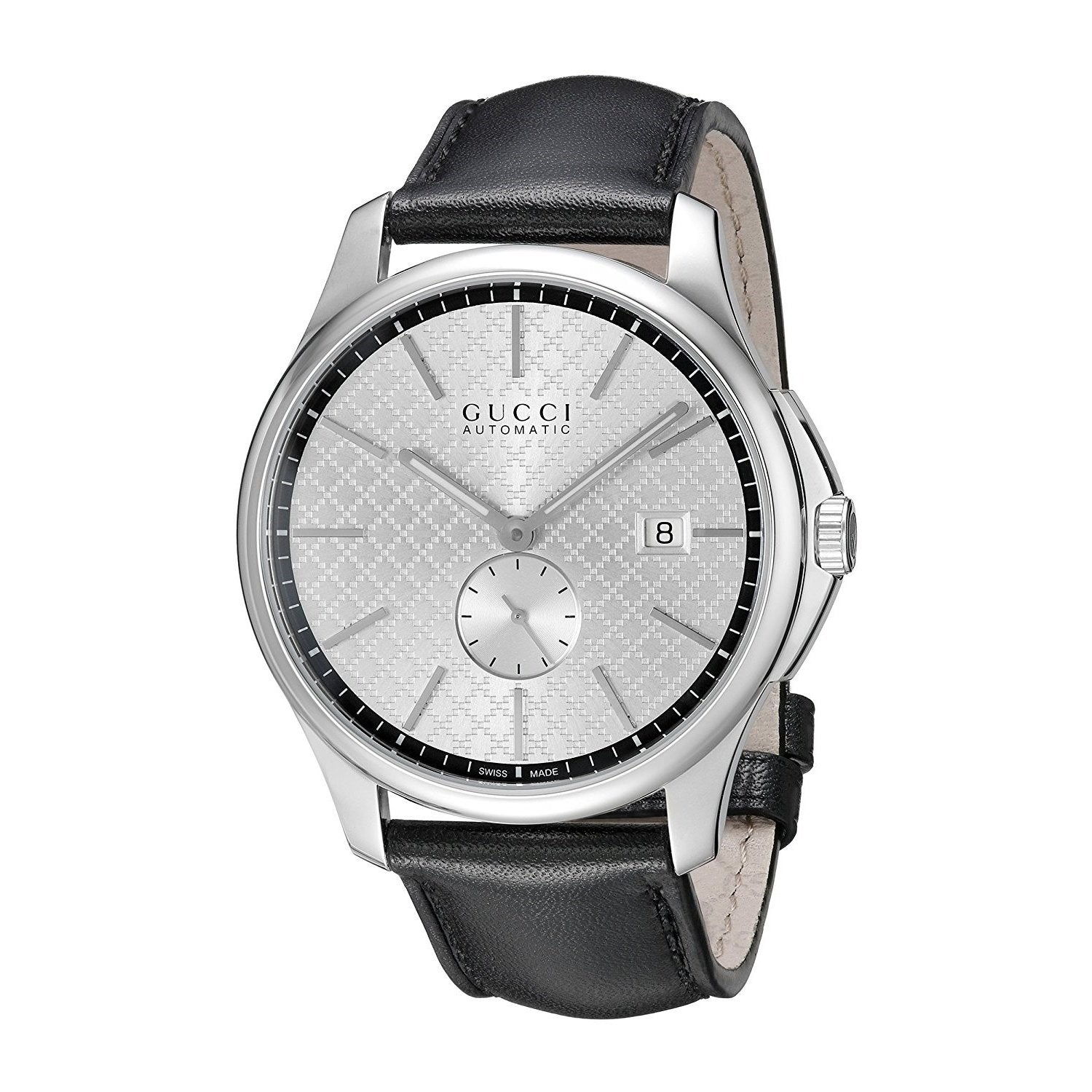 Men's G-Timeless Automatic Black Leather Watch - Bezali