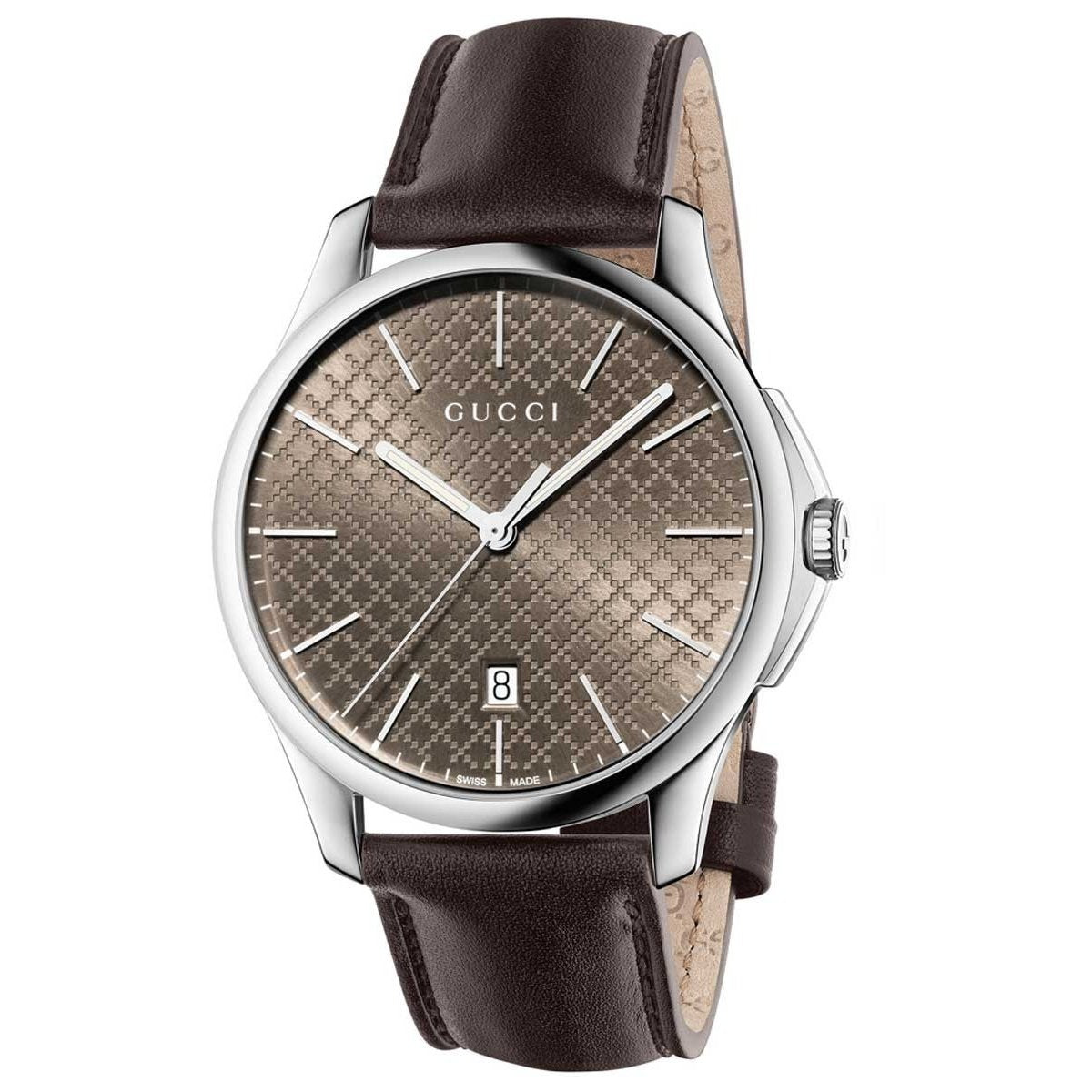 Gucci Unisex YA126318 G-Timeless Brown Leather Watch