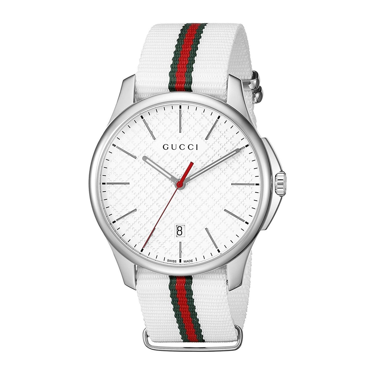 Gucci Men&#39;s YA126322 G-Timeless White green and red Nylon Watch