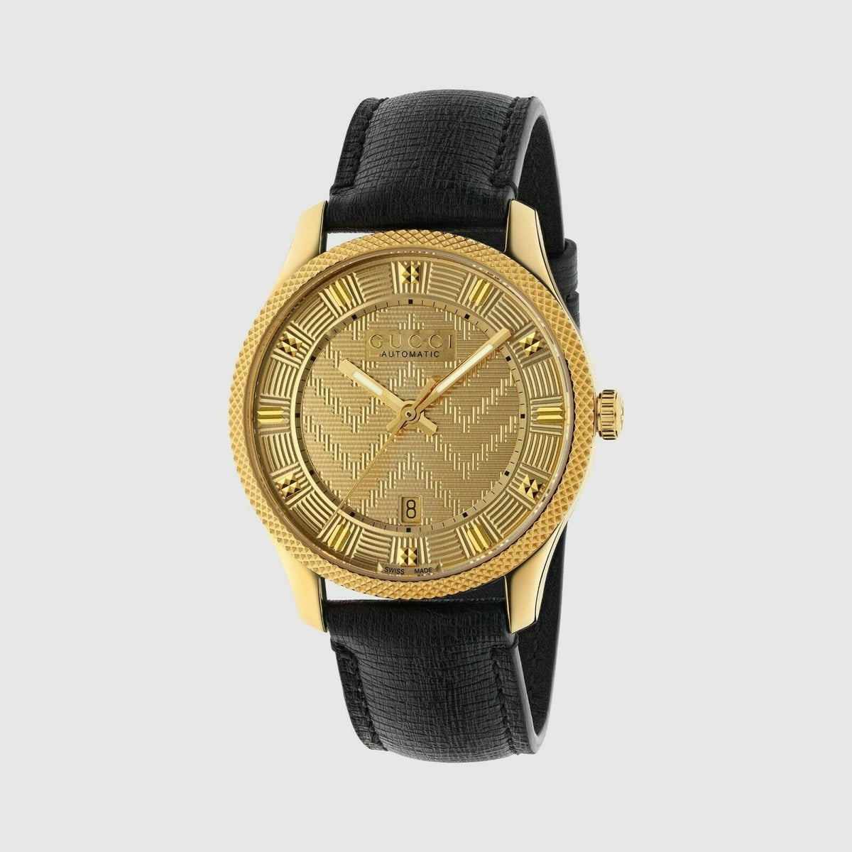 Gucci Men's YA126340 Eryx  Black Leather Watch