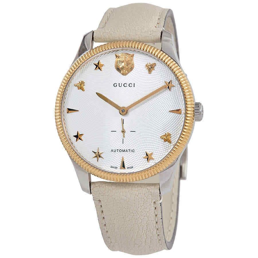 Gucci Men&#39;s YA126348 G-Timeless White Leather Watch