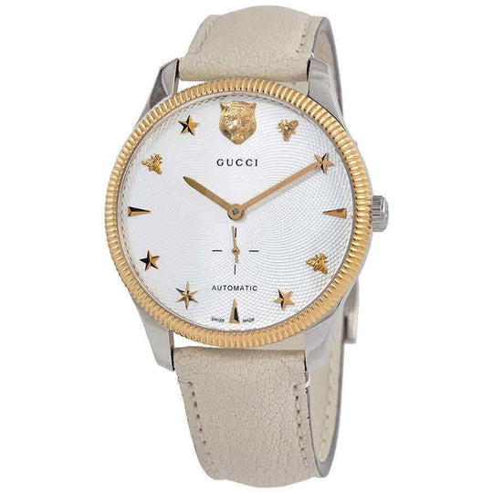 Gucci Men's YA126348 G-Timeless White Leather Watch