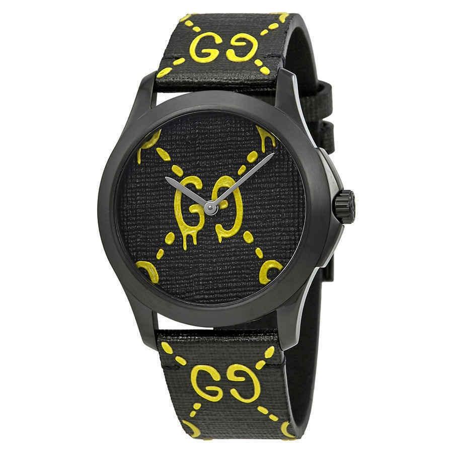 Gucci Men&#39;s YA1264019 Ghost G-Timeless Black Rubber Watch
