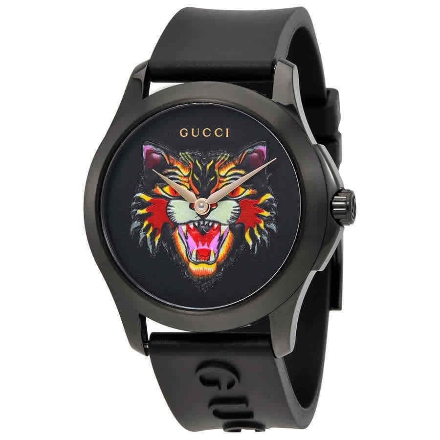 Gucci Unisex YA1264021 G-Timeless Black Rubber Watch