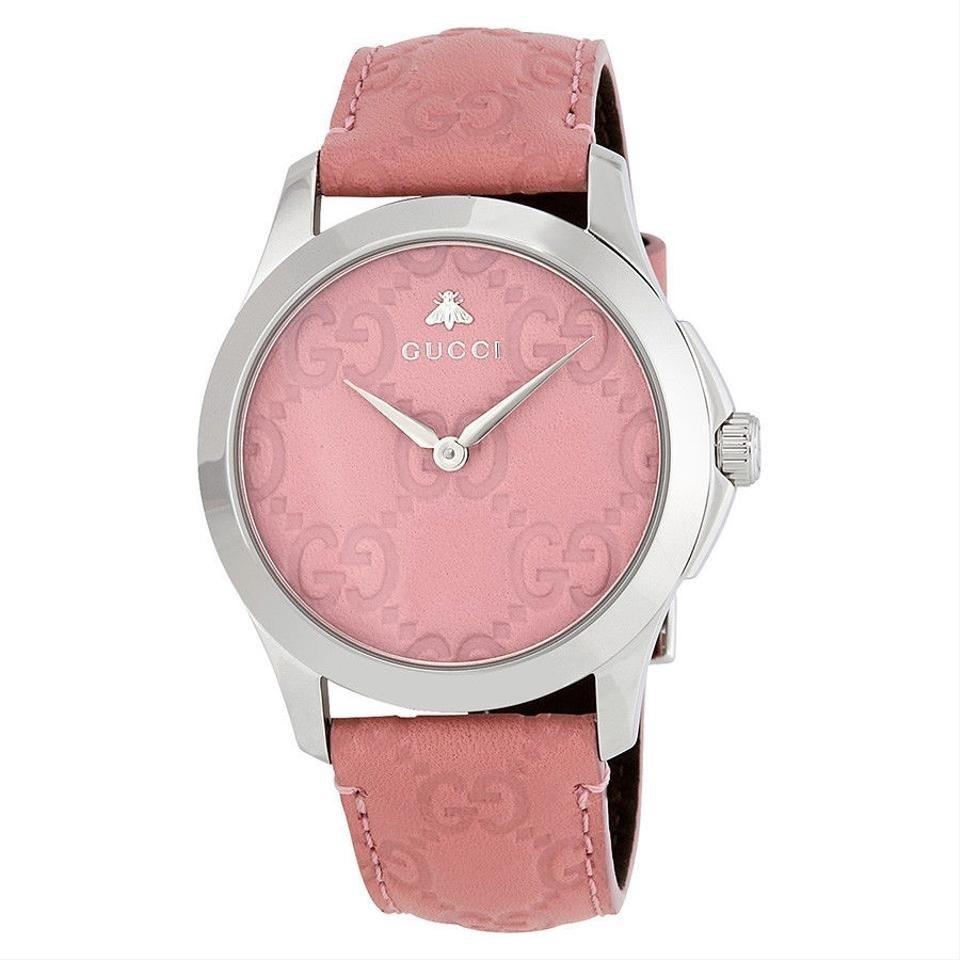 Gucci Women&#39;s YA1264030 G-Timeless Pink Leather Watch