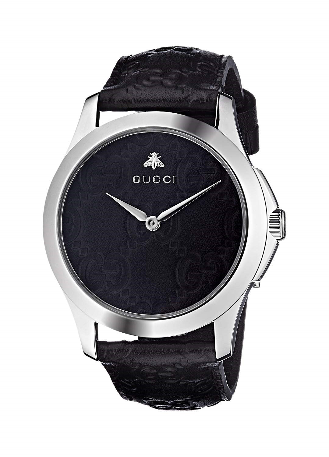 Gucci Men&#39;s YA1264031 G-Timeless Black Leather Watch