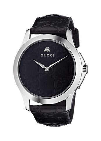 Gucci Men's YA1264031 G-Timeless Black Leather Watch