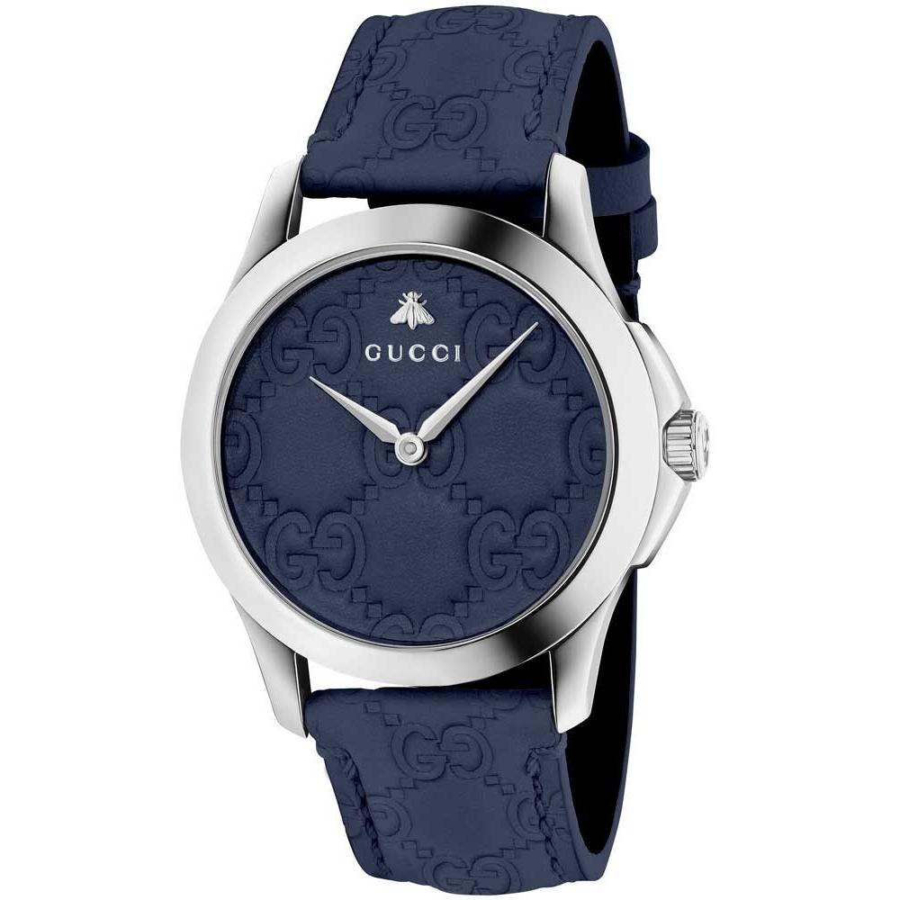 Gucci Men&#39;s YA1264032 G-Timeless Guccissima Embossed Blue Leather Watch